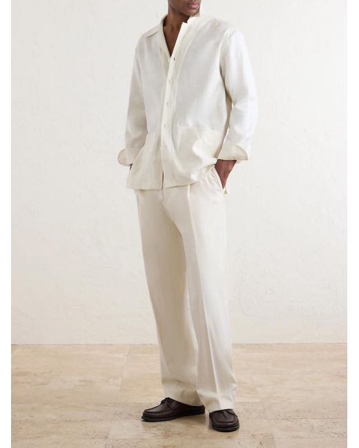 Saman Amel Natural Camp-Collar Silk-Gauze Shirt for men