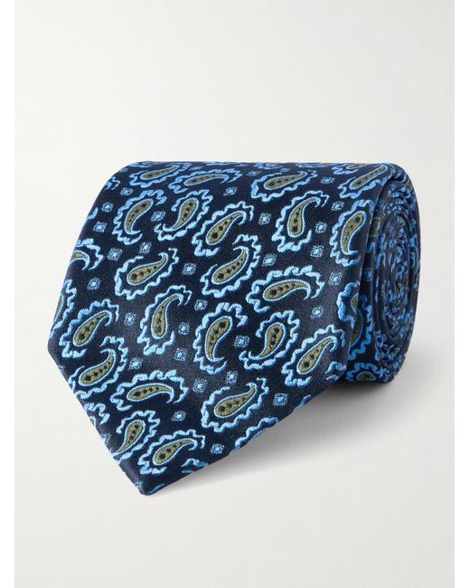 Charvet Blue 8.5cm Paisley-jacquard Silk Tie for men