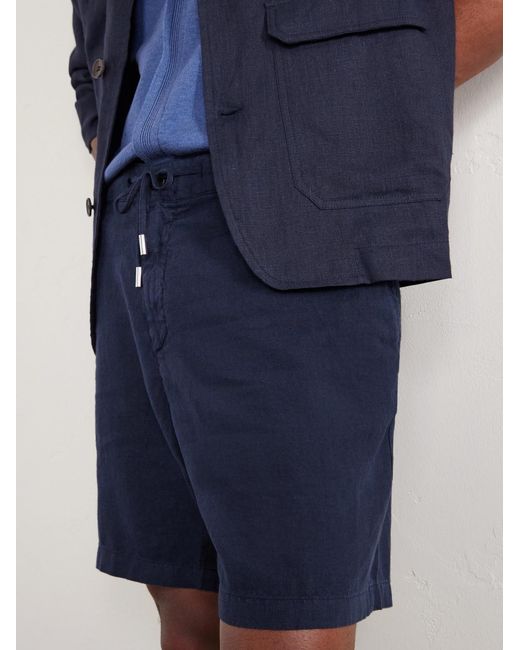 Mr P. Blue Straight-Leg Garment-Dyed Linen Drawstring Bermuda Shorts for men