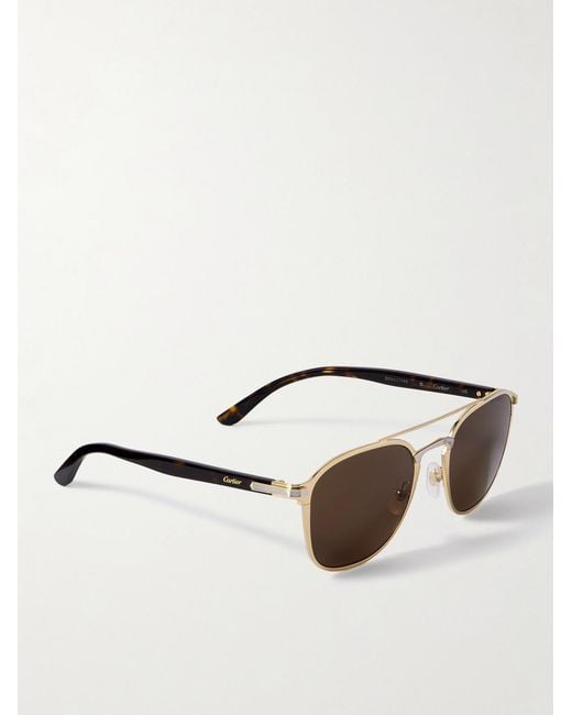 Cartier Natural Aviator-Style- And Palladium-Tone And Tortoiseshell Acetate Sunglasses for men