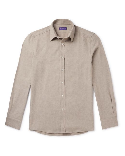 Ralph Lauren Purple Label White Harrison Herringbone Cotton-flannel Shirt for men
