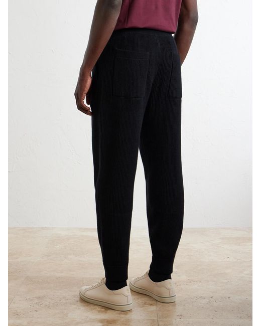 Brunello Cucinelli Blue Cashmere Drawstring Sweatpants for men