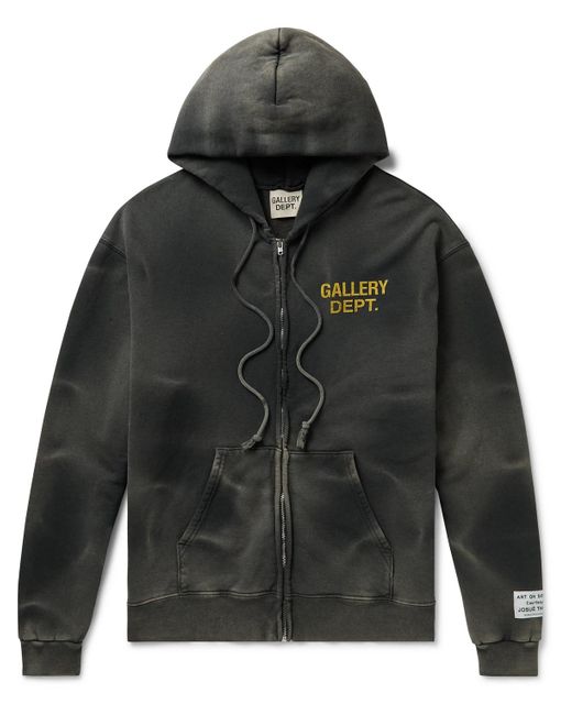 GALLERY DEPT. Logo-print Tie-dyed Cotton-jersey Zip-up Hoodie in Black ...
