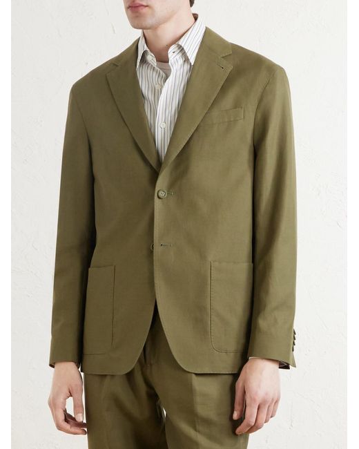 Officine Generale Green Michel Lyocell, Linen And Cotton-Blend Jacket for men