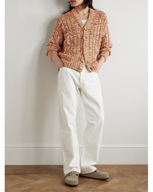Federico Curradi Natural Ribbed Mulberry Silk Cardigan for men