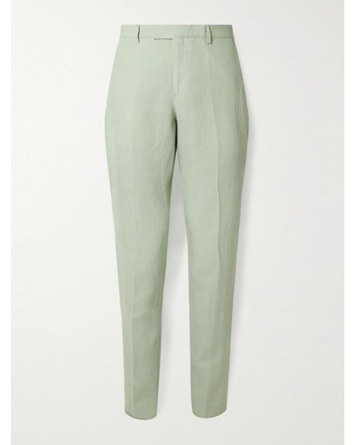 Paul Smith Green Tapered Linen Suit Trousers for men