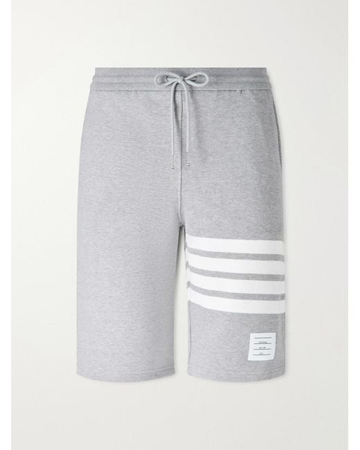 Thom Browne Gray Striped Loopback Cotton-Jersey Shorts for men