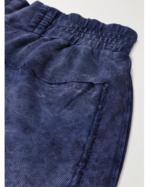 Les Tien Blue Yacht Straight-Leg Garment-Dyed Cotton-Jersey Drawstring Shorts for men