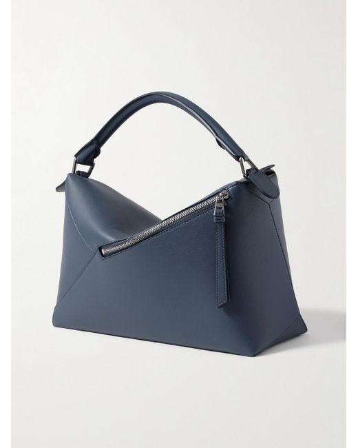 Loewe Blue Puzzle Edge Large Logo-Debossed Leather Messenger Bag for men