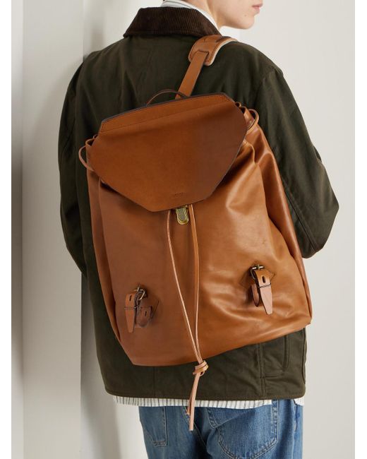 Bleu De Chauffe Brown Zibeline Leather Backpack for men