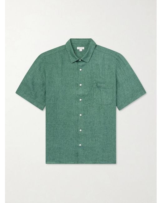 Sunspel Green Linen Shirt for men