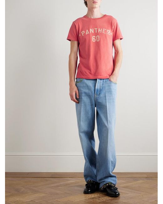 Valentino Garavani Pink Chez Logo-Appliquéd Printed Cotton-Jersey T-Shirt for men