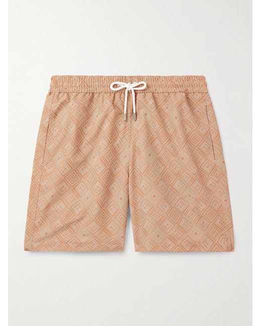 Frescobol Carioca Natural Santos Straight-Leg Mid-Length Printed Recycled Swim Shorts for men