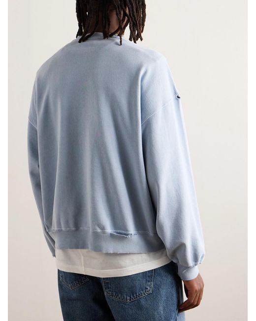 Remi Relief Blue Distressed Cotton-Jersey Sweatshirt for men