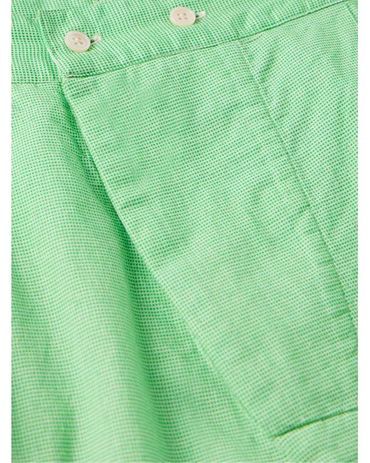 Bode Green See You At The Barn Straight-leg Bead-embellished Checked Cotton Shorts for men