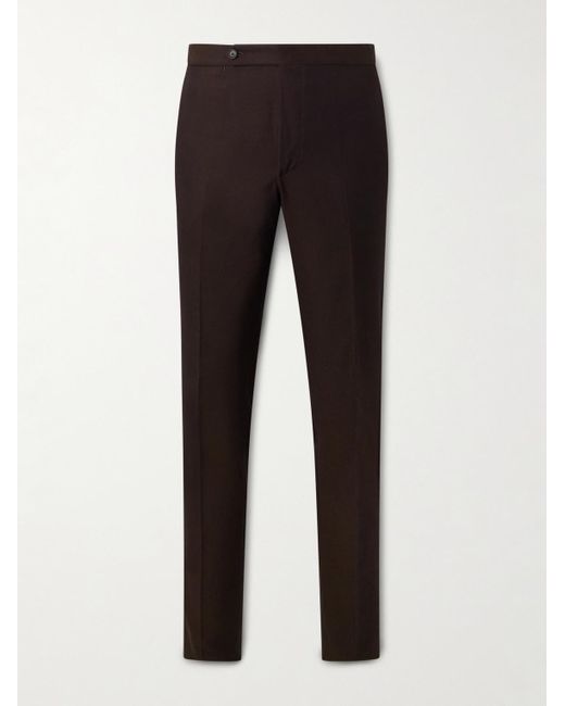 De Petrillo Black Straight-Leg Cotton And Silk-Blend Twill Suit Trousers for men