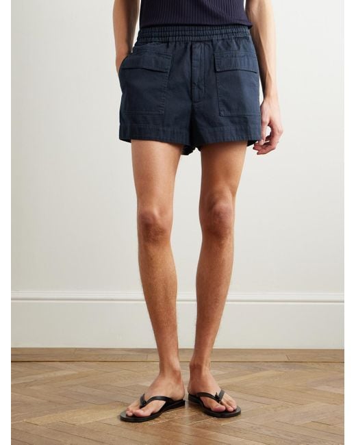 Dries Van Noten Blue Straight-Leg Cotton-Twill Cargo Shorts for men