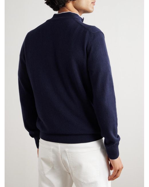 Eleventy Blue Cashmere Half-Zip Sweater for men
