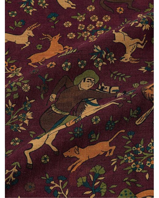 Sciarpa in misto lana e seta stampato Mughal di Drake's in Red da Uomo