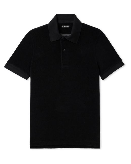 Tom Ford Black Cotton-blend Terry Polo Shirt for men