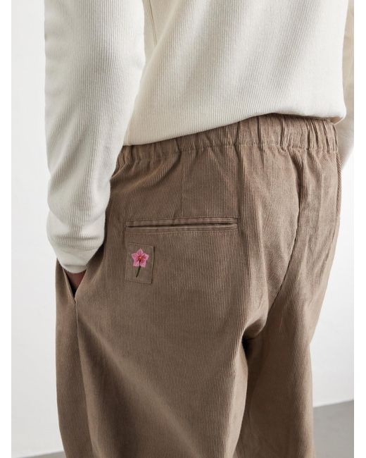 Kardo Natural Taka Straight-Leg Emrboidered Cotton-Corduroy Trousers for men