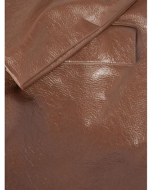 Jil Sander Brown Glossed Textured-Leather Blazer for men