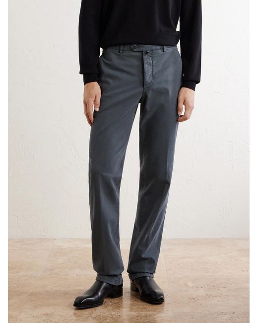 Kiton Blue Straight-Leg Lyocell-Blend Trousers for men