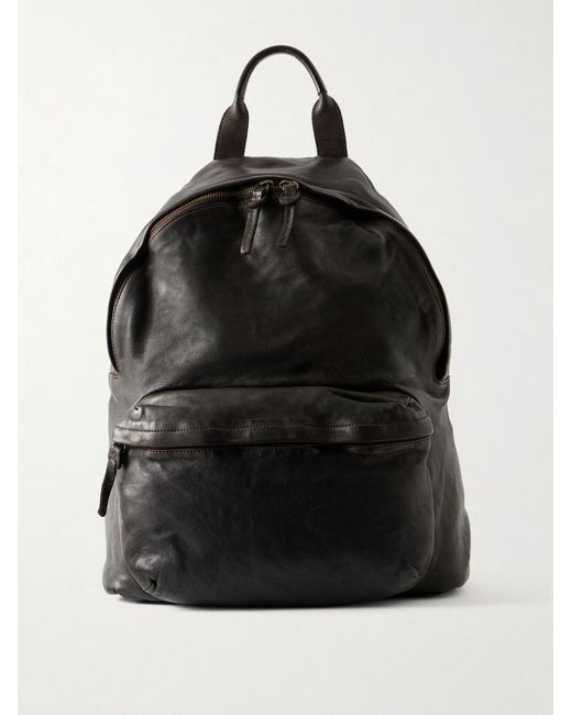 Officine Creative Black Ignis Leather Backpack for men