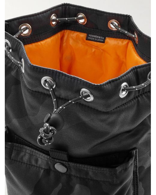 Porter-Yoshida and Co Black Balloon Sac Camouflage-Print Nylon-Twill Bucket Bag for men