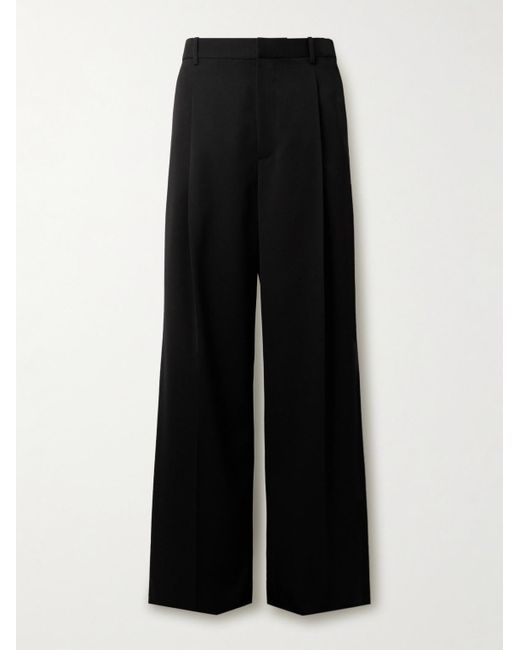 Pantaloni a gamba larga in lana grain de poudre con pinces di Jil Sander in Black da Uomo