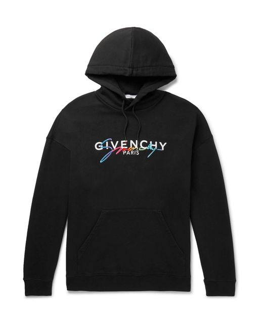Givenchy Black Rainbow Logo Cotton Hoodie for men