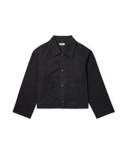 Bode Black Logo-Embroidered Denim Jacket for men