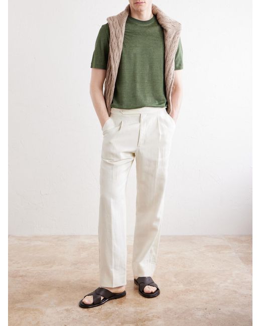 Zegna Green Oasi Knitted Linen T-shirt for men