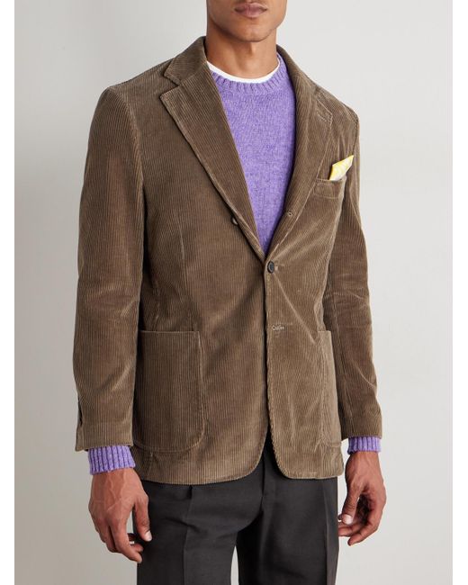 Rubinacci Brown Cotton-Corduroy Blazer for men