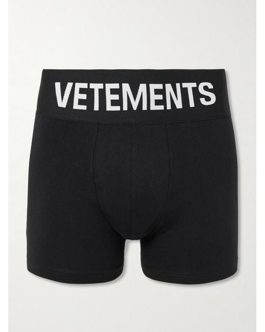 Vetements Logo-Print Stretch-Cotton Boxers in Black for Men | Lyst UK