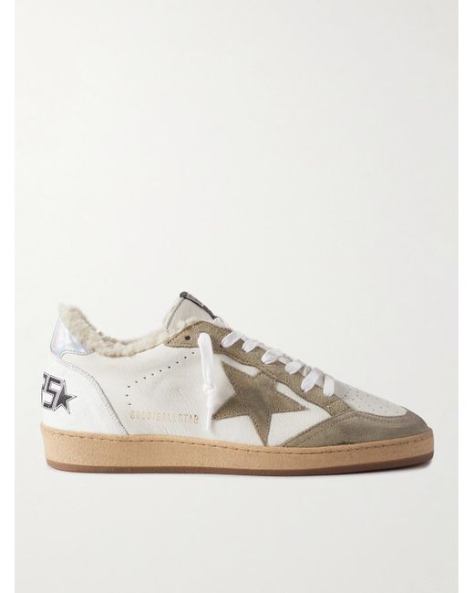 Golden Goose Ball Star Shearling-lined Distressed Leather And Suede ...