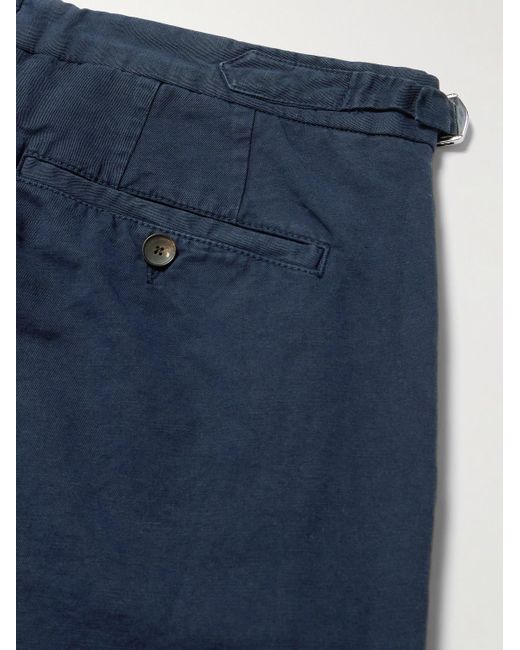 Mr P. Blue Mike Straight-Leg Organic Cotton And Linen-Blend Twill Trousers for men