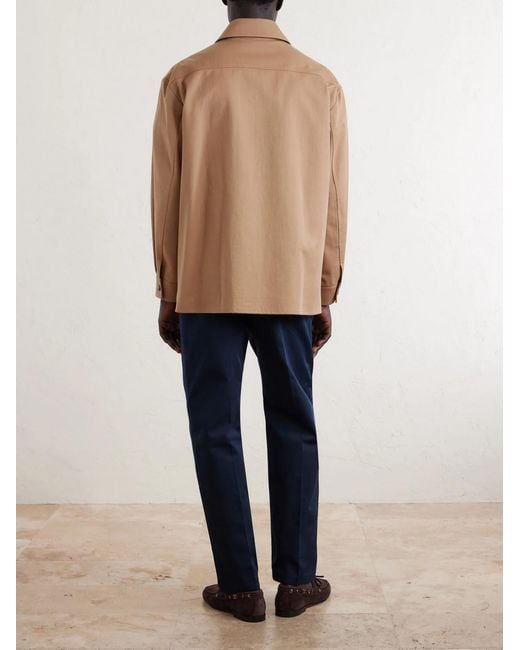 Valentino Garavani Natural Logo-appliquéd Cotton-gabardine Overshirt for men