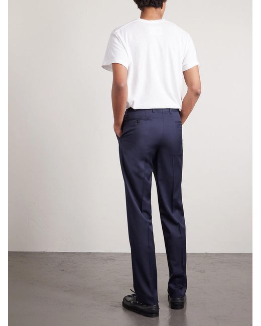 Canali Blue Ff Tapered Wool Suit Trousers for men