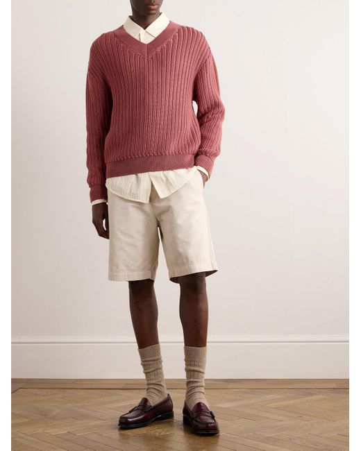 A Kind Of Guise Red Saimir Ribbed Merino Wool And Silk-blend Sweater for men