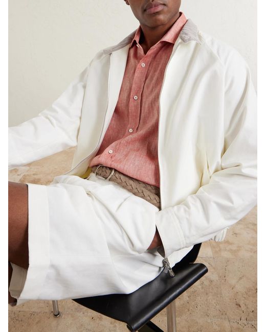 Brunello Cucinelli Pink Cutaway-collar Linen Shirt for men
