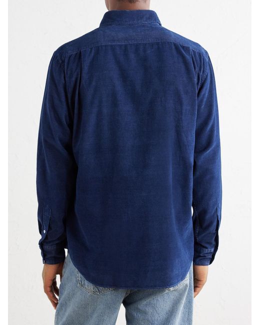 Hartford Blue Paul Cotton-Corduroy Shirt for men