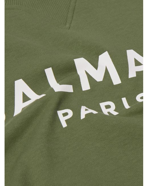 Felpa in jersey di cotone con logo di Balmain in Green da Uomo