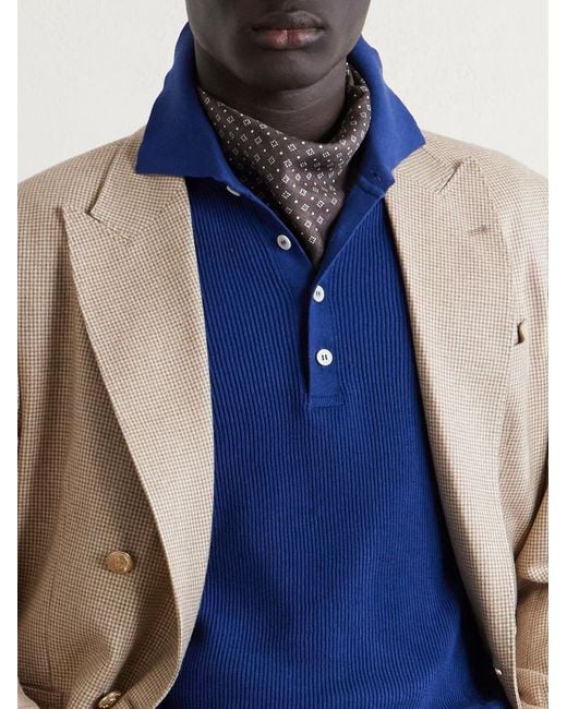 Brunello Cucinelli Gray Printed Silk Pocket Square for men