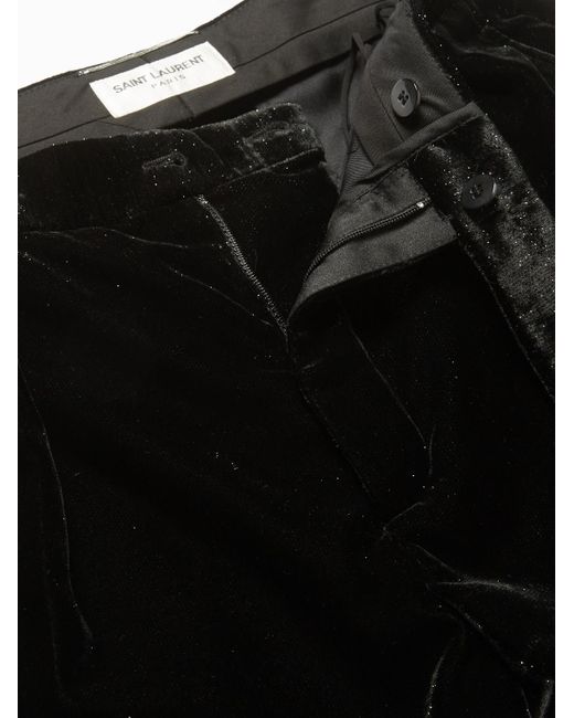 Saint Laurent Black Straight-leg Cotton-velvet Trousers for men