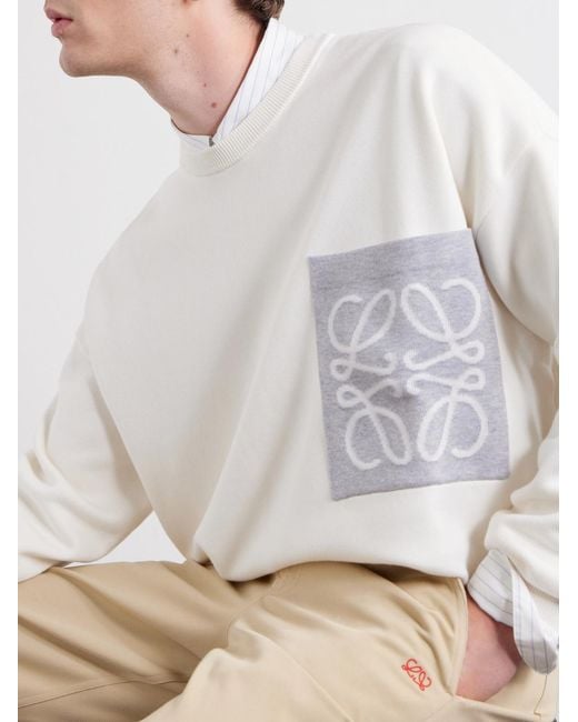 Loewe White Anagram-Intarsia Knitted Sweater for men