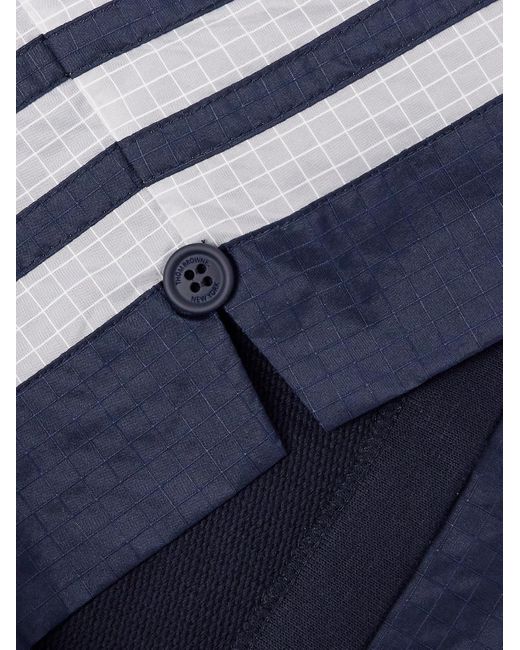 Thom Browne Gerade geschnittene Shorts aus Ripstop und Baumwoll-Jersey mit Streifen und Kordelzugbund in Blue für Herren