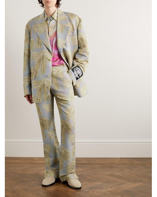 Acne Natural Karen Kilimnik Slim-Fit Flared Printed Woven Suit Trousers for men