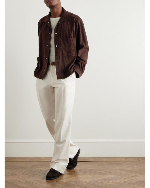 STÒFFA Brown Wave Suede Overshirt for men