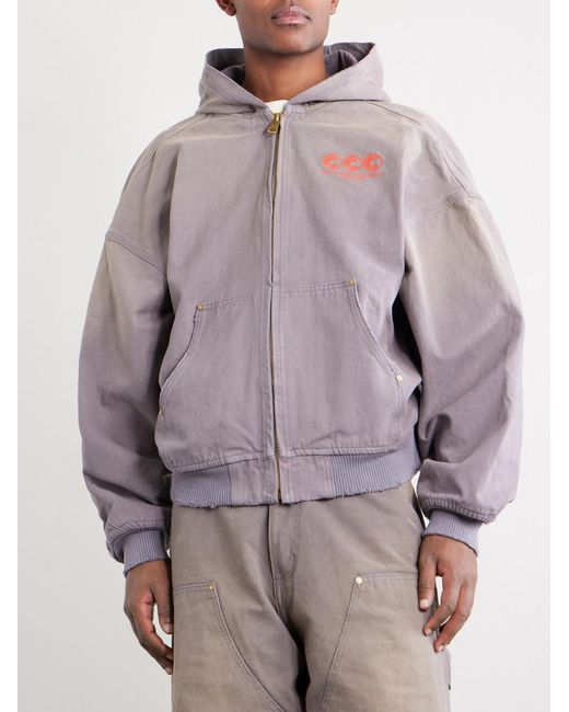 Willy Chavarria Purple Juggernaut Logo-embroidered Denim Zip-up Hoodie for men